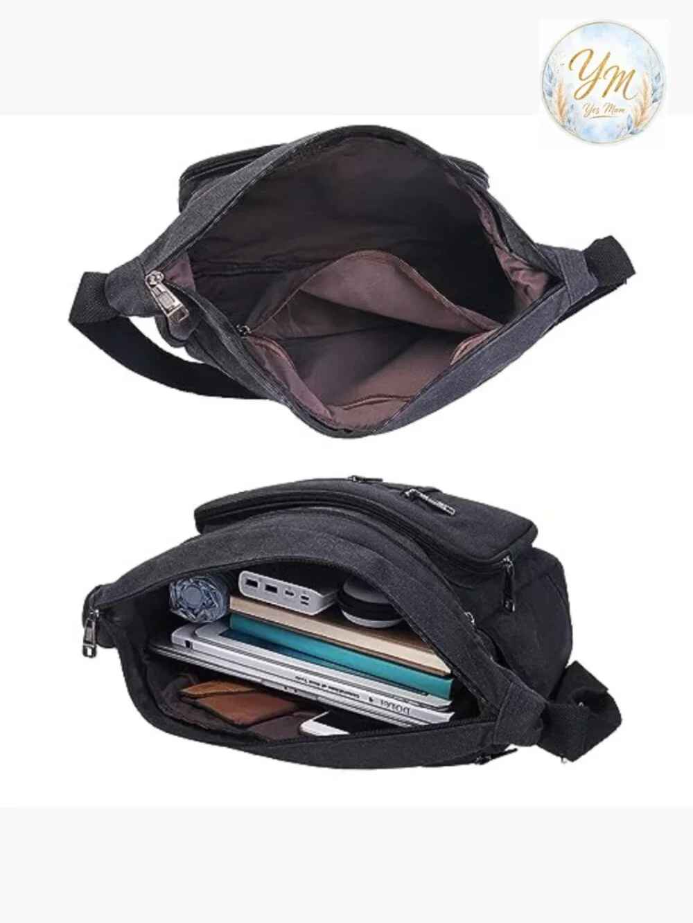 Canvas Messenger Bag Vintage Crossbody Laptop Satchel for Work School Travel